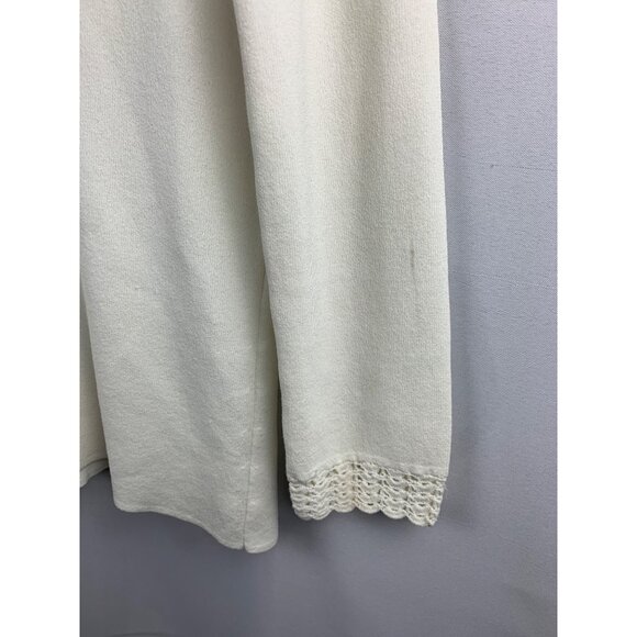 Cable & Gauge White Crochet Trim V-Neck Sweater Medium - Picture 3 of 6